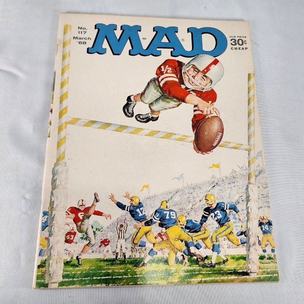 Mad Magazine Issue #117 March 1968 Football Field Goal Norman Mingo Cover Art VG